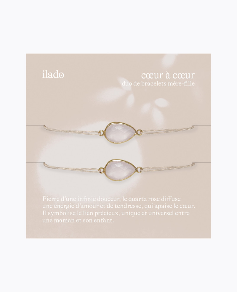 Rose Quartz Mother-Daughter Bracelet Duo
