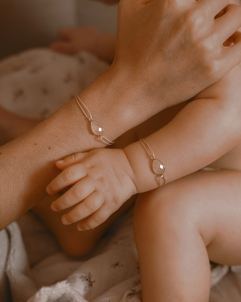 Rose Quartz Mother-Daughter Bracelet Duo